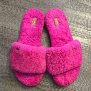 UGG Vibrant Pink Fluffy Slippers